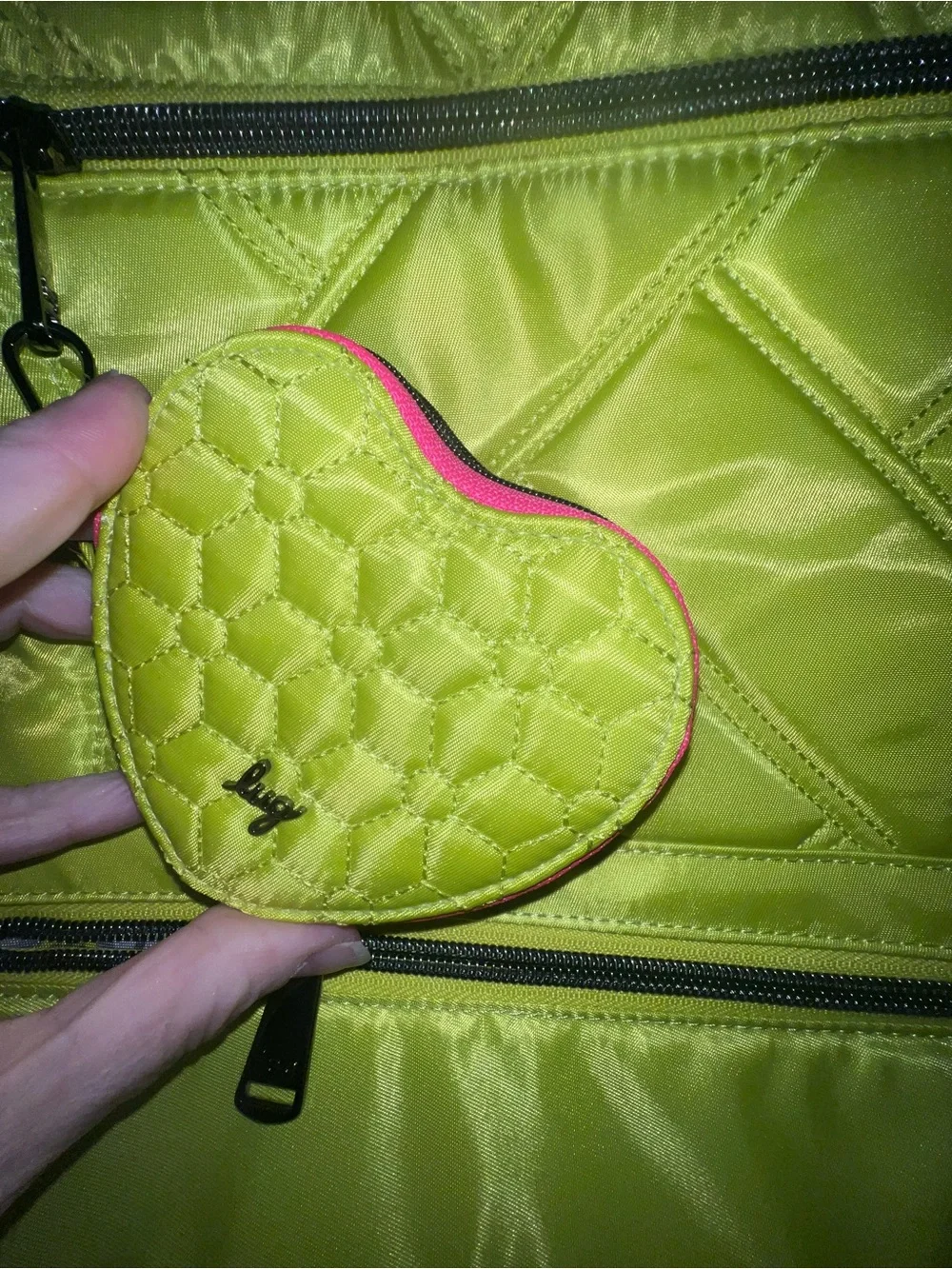 NWT: Lug Skyhop Quilted Backpack with Heart Coin Pouch